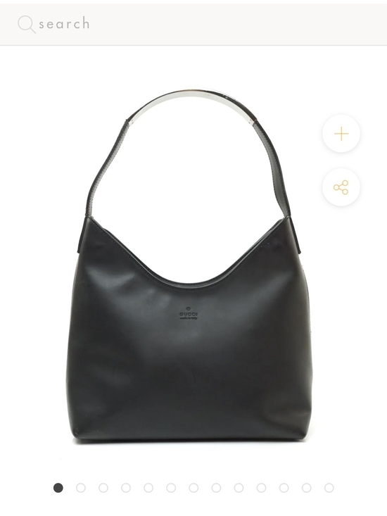 Gucci Handbags - VINTAGE - Gucci Black Leather Shoulder Hobo Bag with Silver Metal Accent